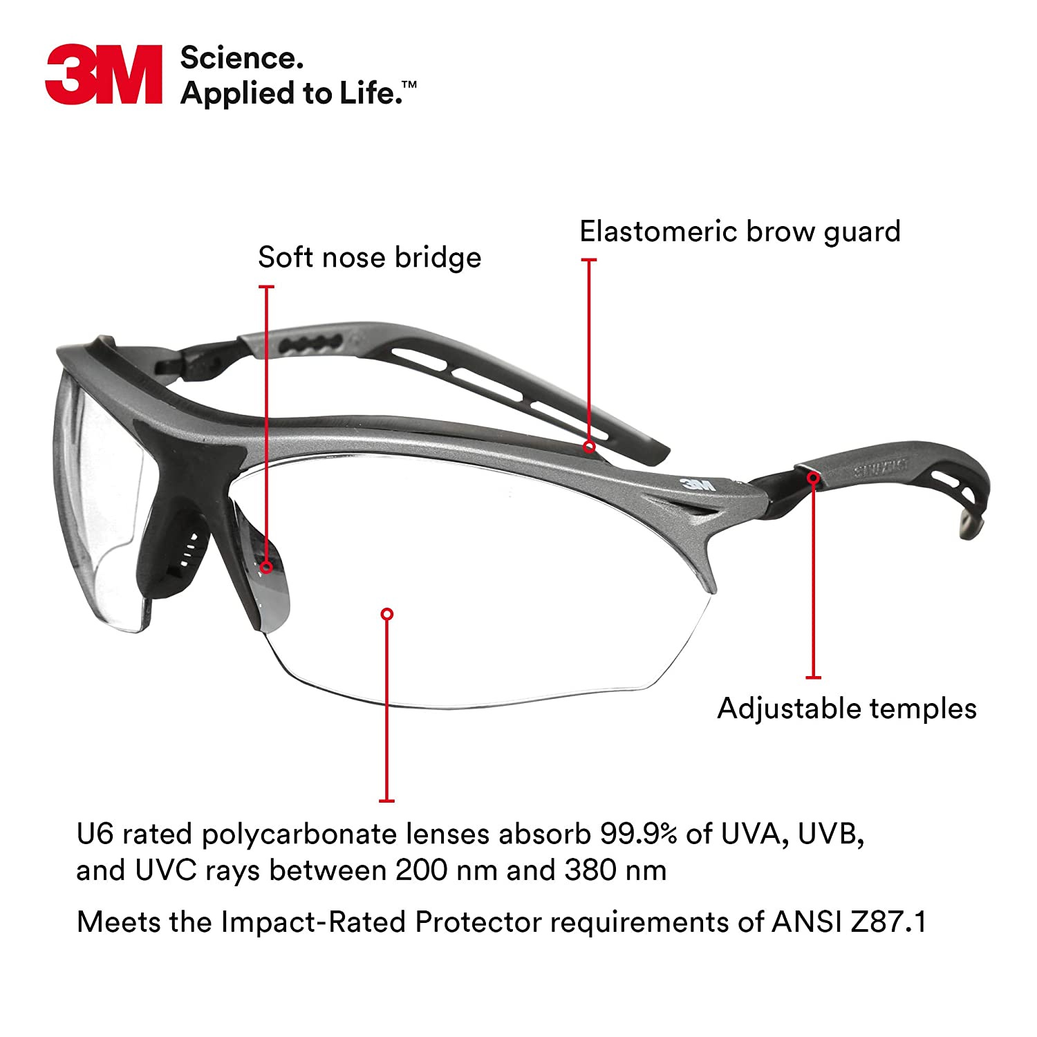 3M™ Maxim™ GT Protective Eyewear, Clear Anti-Fog Lens, Metallic Gray and Black Frame, 14246-00000-20 Buy online Dubai UAE Truequality.ae-A